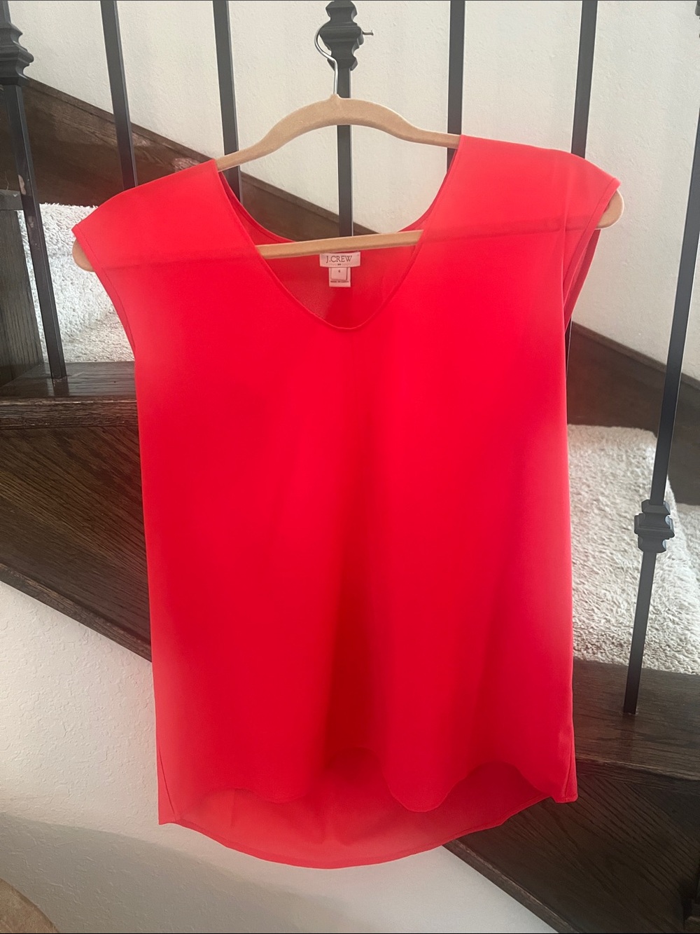 J. Crew Red V-Neck Cap Sleeve Camisole